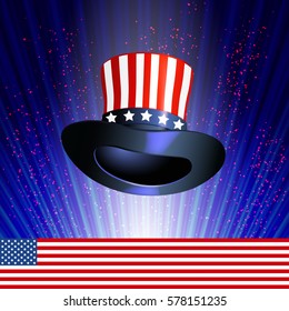 Design card or poster for American celebration President's day with cylinder hat