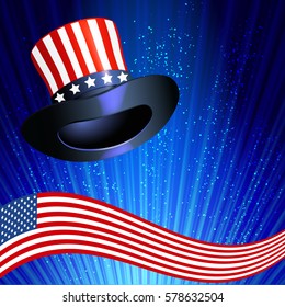 Design card or poster for American celebration President's day with cylinder hat