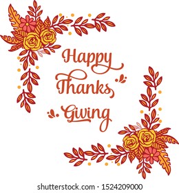 Design card thanksgiving, with abstract autumn leaf floral frame. Vector