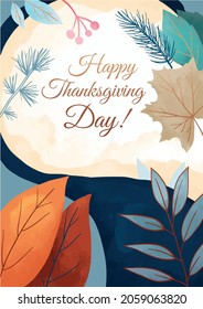 design of card thanksgiving day with rough watercolour texture