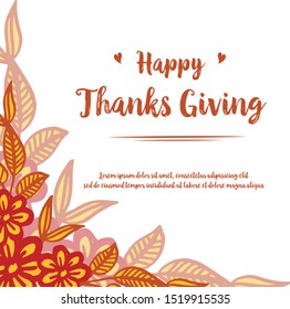 Design card thanksgiving, with element of autumn leaves frame. Vector
