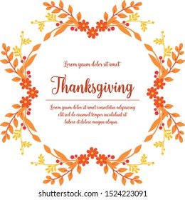 Design of card thanksgiving, with realistic autumn leaves frame. Vector