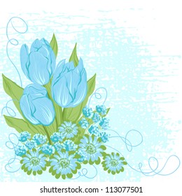 Design card  of vector tulips. (Flower background)