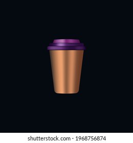 Design of a cardboard cup for Americano, espresso or cappuccino coffee. Vector 3d illustration isolated. Volumetric image for the menu of cafes and restaurants. 