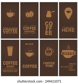 Design cards for coffee cafe, restaurant or shop. Set. Vector illustration.