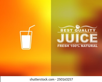 Design cards for juice cafe or shop. Blurred background. Vector illustration.