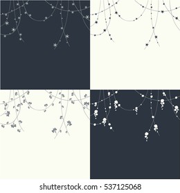 The design of the cards. Set of four backgrounds for Christmas and new year.