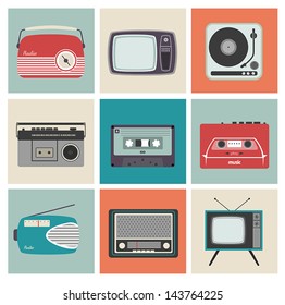 Design Cards with Vintage Electronic Equipment