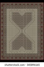 Design carpet from ethnic ornament at a gray green center