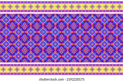 design for carpet fashion background, wallpaper, batik, fabric, clothing, and wrapping. Geometric ethnic pattern traditional, Moroccan kaftans tribe diamond with flowers art carpet embroidery style.