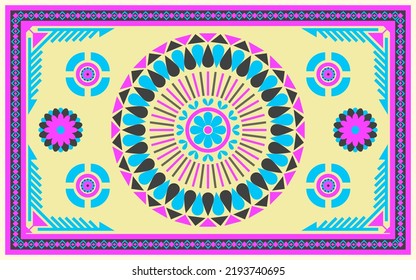 design for carpet fashion background, wallpaper, batik, fabric, clothing, and wrapping. Geometric ethnic pattern traditional, Moroccan kaftans tribe mandala and circle art carpet embroidery style.