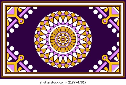 design for carpet fashion background, wallpaper, batik, fabric, clothing, and wrapping. Geometric ethnic pattern traditional, Moroccan kaftans flower mandala with triangle art carpet embroidery style.