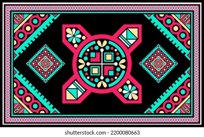 design for carpet fashion background, wallpaper, batik, fabric, clothing, and wrapping. Geometric ethnic pattern traditional, Moroccan kaftans tribe sign with diamond art carpet embroidery style.
