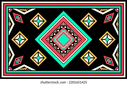 design for carpet fashion background, wallpaper, batik, fabric, clothing, and wrapping. Geometric ethnic pattern traditional, Moroccan kaftans tribe diamond with leaves art carpet embroidery style.