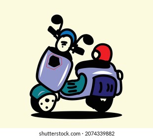 design cartoon image flat motorcycle