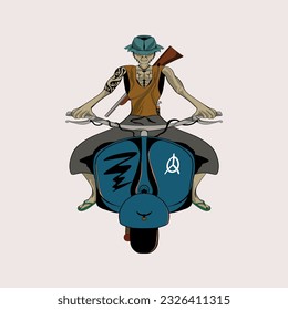 DESIGN CARTOON VESPA STYLE MOTORCYCLE