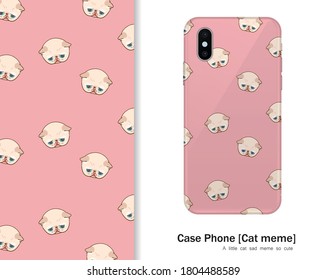 Design case phone pattern cat sad meme color pink so cute 
