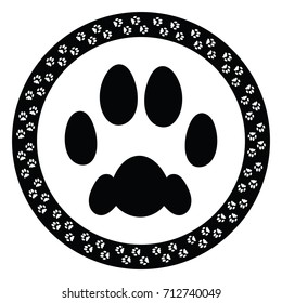 Design with the cat paws, isolated on white, vector illustration