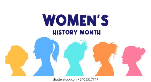 Design to celebrate March is women's history month. Feminine style design with a woman's silhouette. Women's History Month celebration