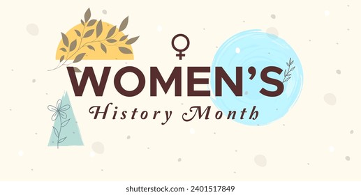 Design to celebrate March is women's history month. Pastel background design with abstract ornaments and female genital symbols. Celebrating Women's History Month