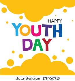 Design for celebrating Happy youth day event. August 12. Campaign vector illustration with youth engagement for global action theme. color text & background