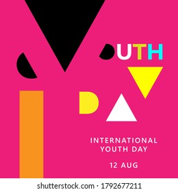Design for celebrating International youth day event. August 12. Campaign vector illustration with youth engagement for global action theme