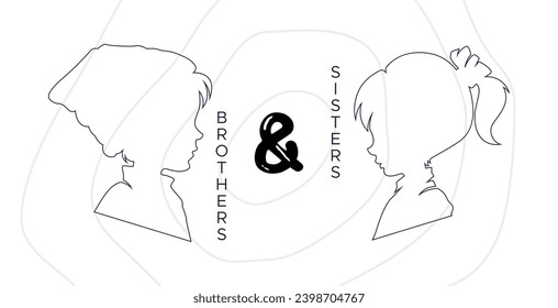 Design for celebration of brothers and sisters day, May 2nd. celebration of brothers and sisters day modern minimalist design. featuring silhouettes of boys and girls. silhouette of little boy