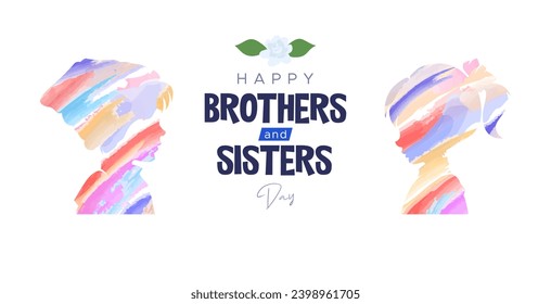 Design for celebration of brothers and sisters day, May 2nd. celebration of brothers and sisters day modern minimalist design. featuring silhouettes of boys and girls. silhouette of little boy