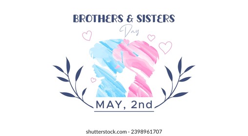 Design for celebration of brothers and sisters day, May 2nd. celebration of brothers and sisters day modern minimalist design. featuring silhouettes of boys and girls. silhouette of little boy