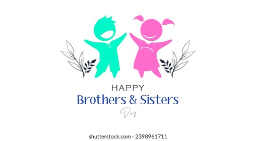Design for celebration of brothers and sisters day, May 2nd. celebration of brothers and sisters day modern minimalist design. featuring silhouettes of boys and girls. silhouette of little boy
