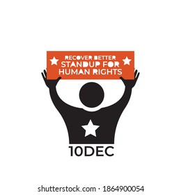 Design for celebration the Human Rights Day with recover better - stand up for human right theme. Web banner for social equality.