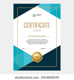 Design of the certificate, award diploma, modern geometric background, creative design, vector