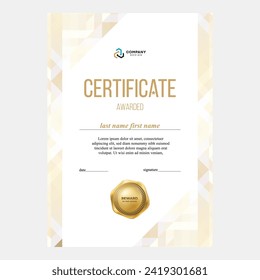 Design of the certificate, award diploma, modern geometric background, creative design, vector