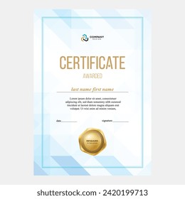 Design of the certificate, award diploma, modern geometric background, creative design, vector