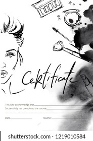 Design certificate for makeup artist. Education makeup and style. svg