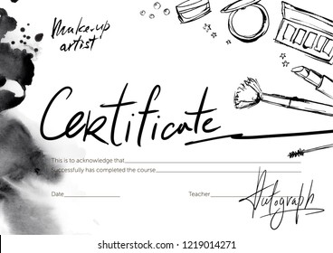 Design certificate for make-up artists. Makeup training. svg