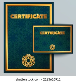 Design of the certificate set. The ornament is an intersection of lines, a circular pattern. Vector eps 10