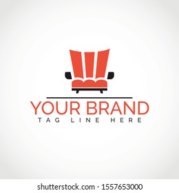 Design chair vector logo. Premium furniture sofa chair icon sign.