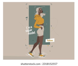 The design of the character of an African girl and her life with social media, the style of clothes and make-up, and her love for fame