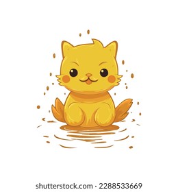 design character of cute cat illustration. Animal Nature Icon Concept Isolated Premium Vector. Flat Cartoon Style