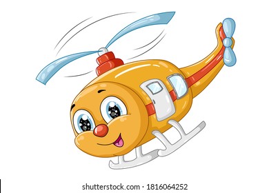 Design character cute orange blue helicopter