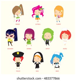 Design characters in various careers concept.