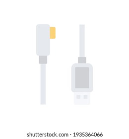 The design of the charger cable flat icon vector illustration, this vector is suitable for icons, logos, illustrations, stickers, books, covers, etc.