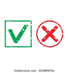 Design check rubber stamp. Decline and approved symbol mark stamp, vector illustration