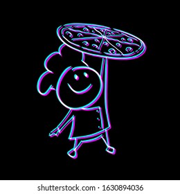 Design of chef with pizza 