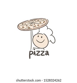design of chef and pizza draw