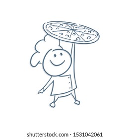 design of chef and pizza draw
