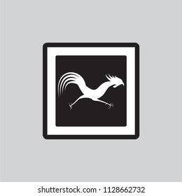 The design of chicken symbol in black and white frame.