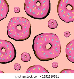 Design for children. Donut on a light background pattern.Vector seamless pattern with donuts.