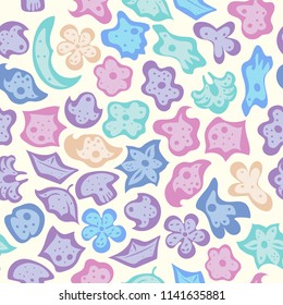 Design of a children's pattern for textiles, wallpaper, packaging paper a background with abstract drawings in pastel tones